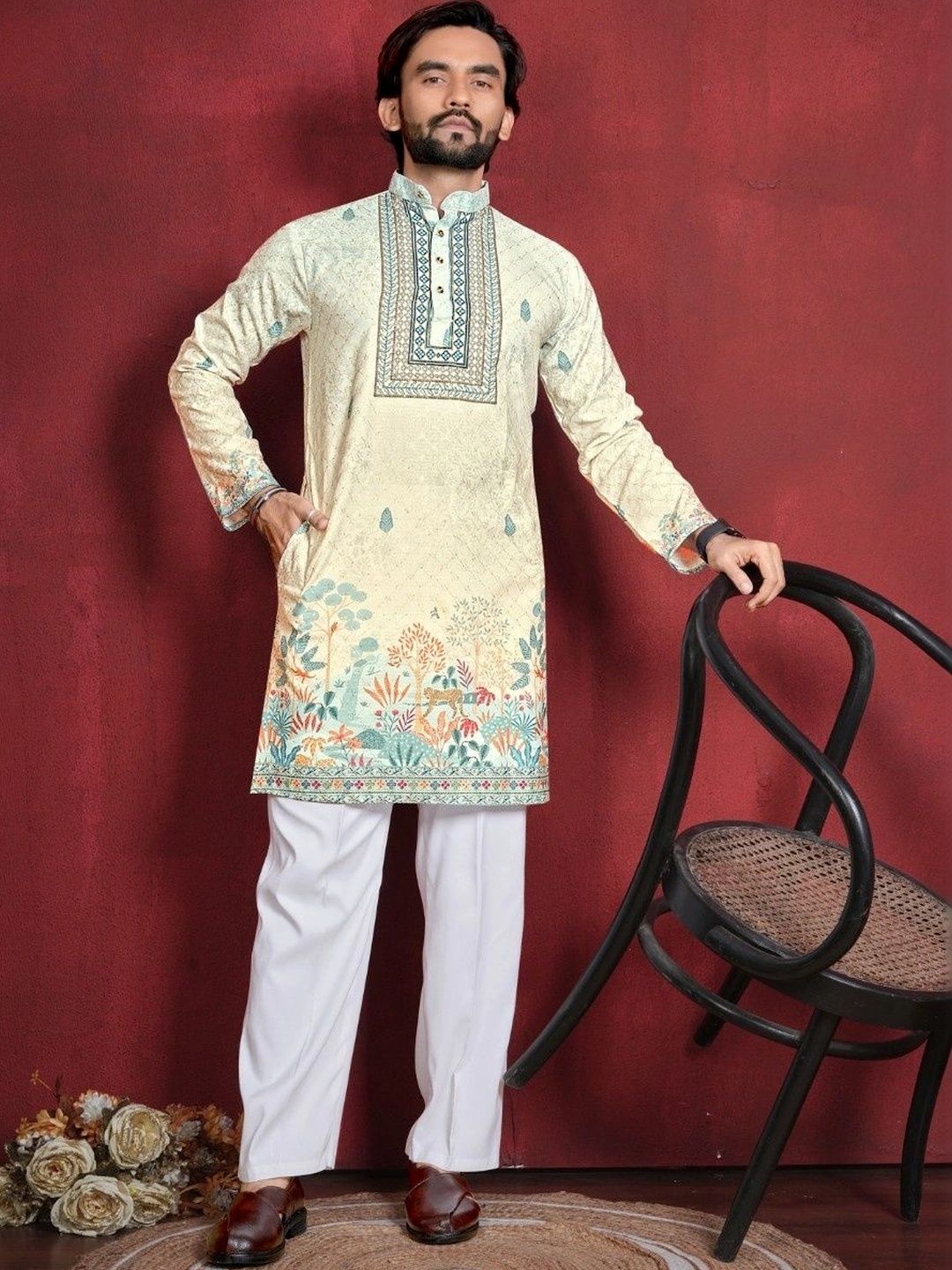 CHARLOTTE GRACIOUS Men Ethnic Motifs Printed Kurta