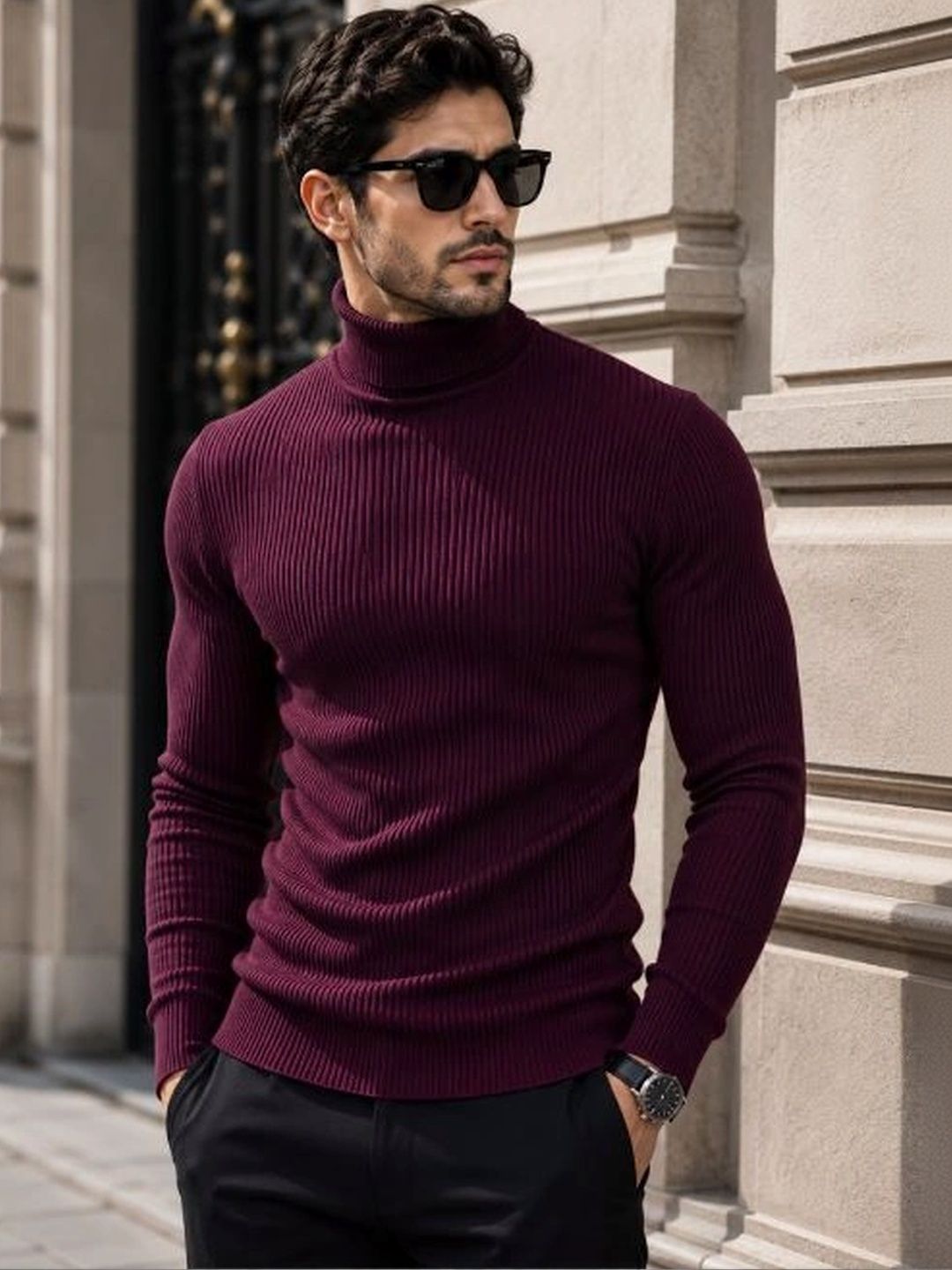 Badlook Men Ribbed Woollen Pullover