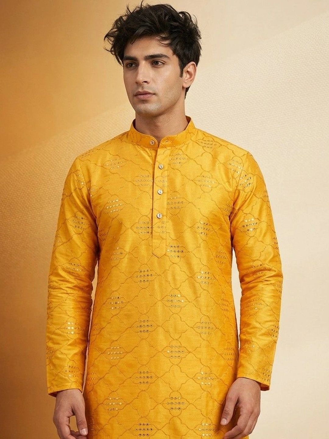 Rajkuwar Men Mirror Work Kurta