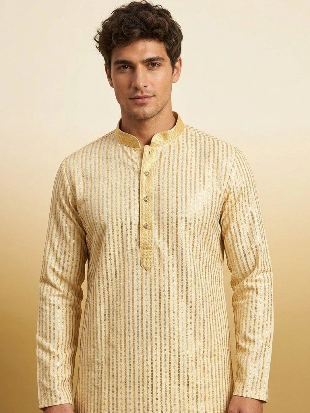Rajkuwar Men Embellished Sequinned Kurta
