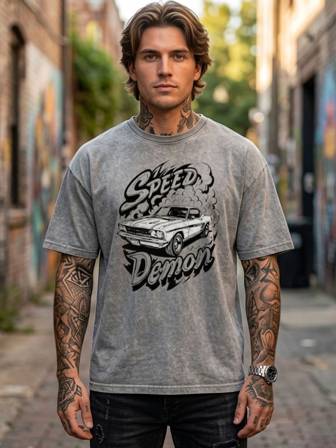 BAESD Men Printed Drop-Shoulder Sleeves T-shirt