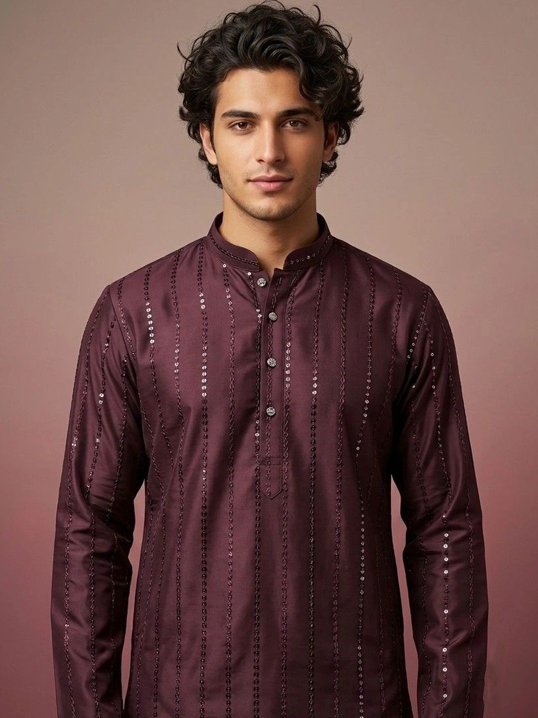 Rajkuwar Men Embellished Sequinned Kurta