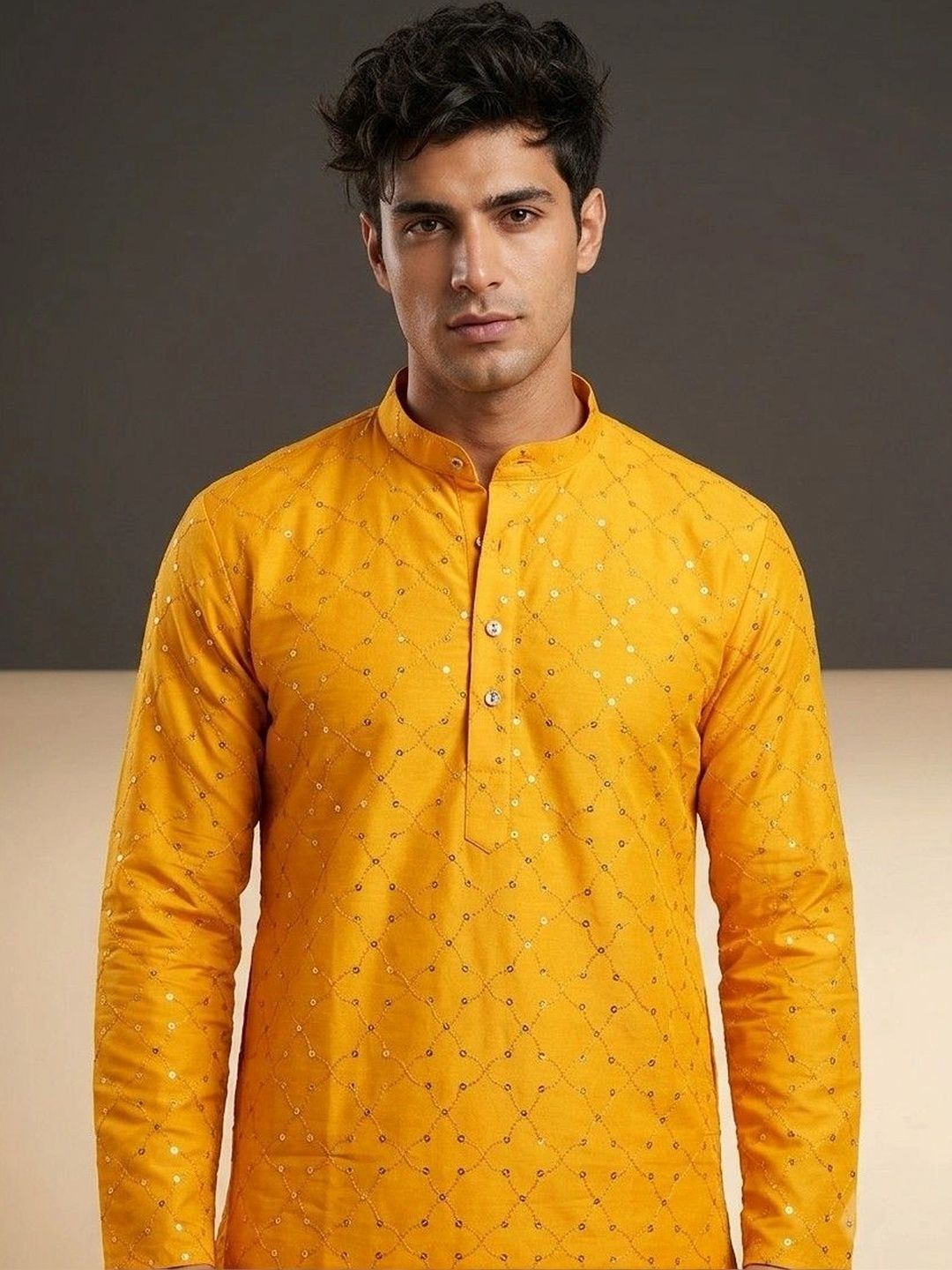 Rajkuwar Men Ethnic Motifs Embellished Sequinned Kurta