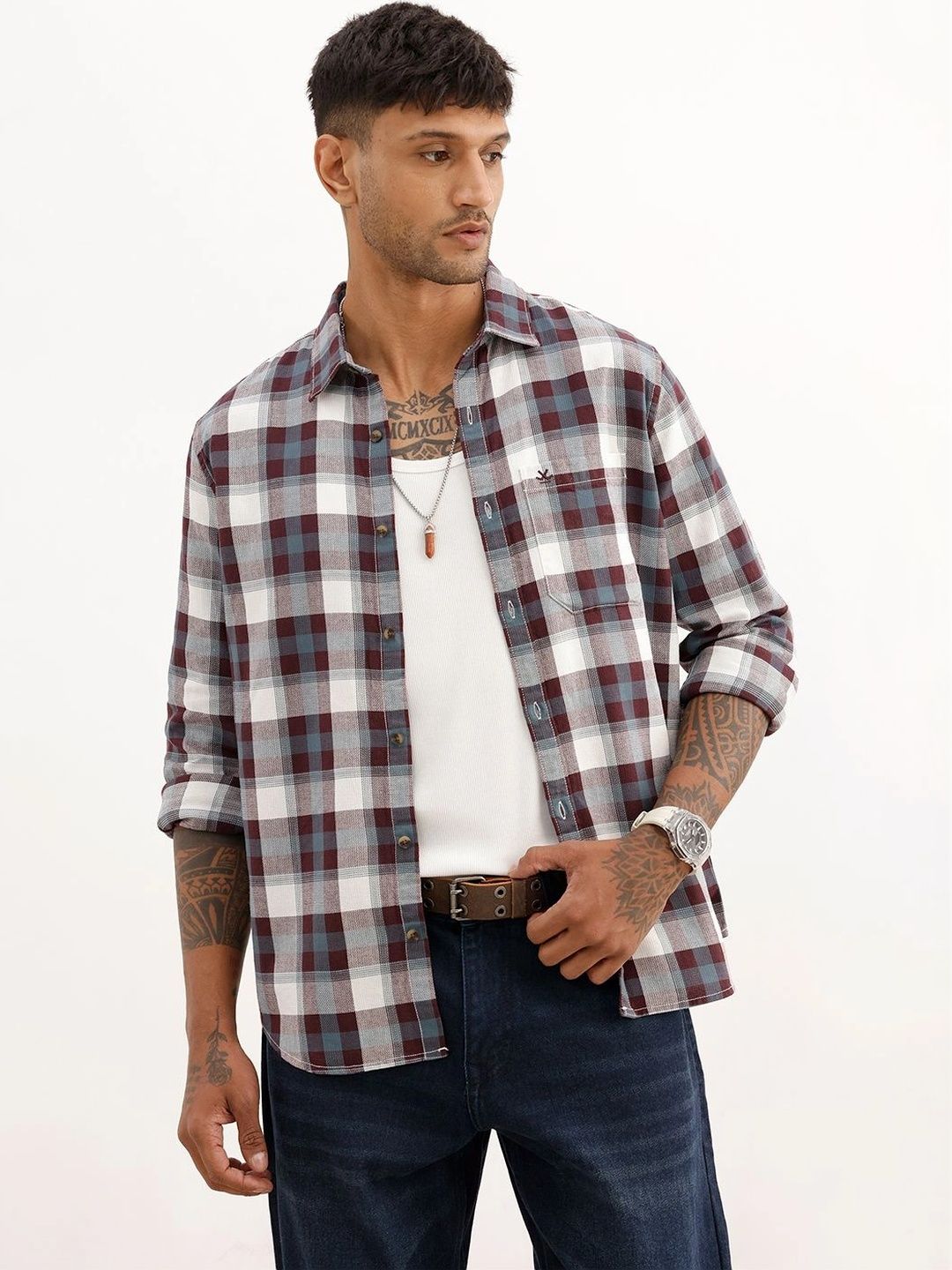 WROGN Men Checked Casual Shirt