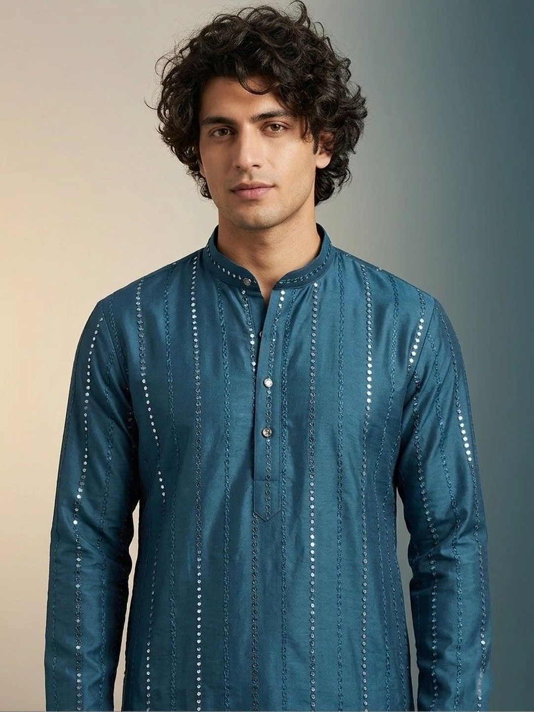 Rajkuwar Men Embellished Sequinned Kurta