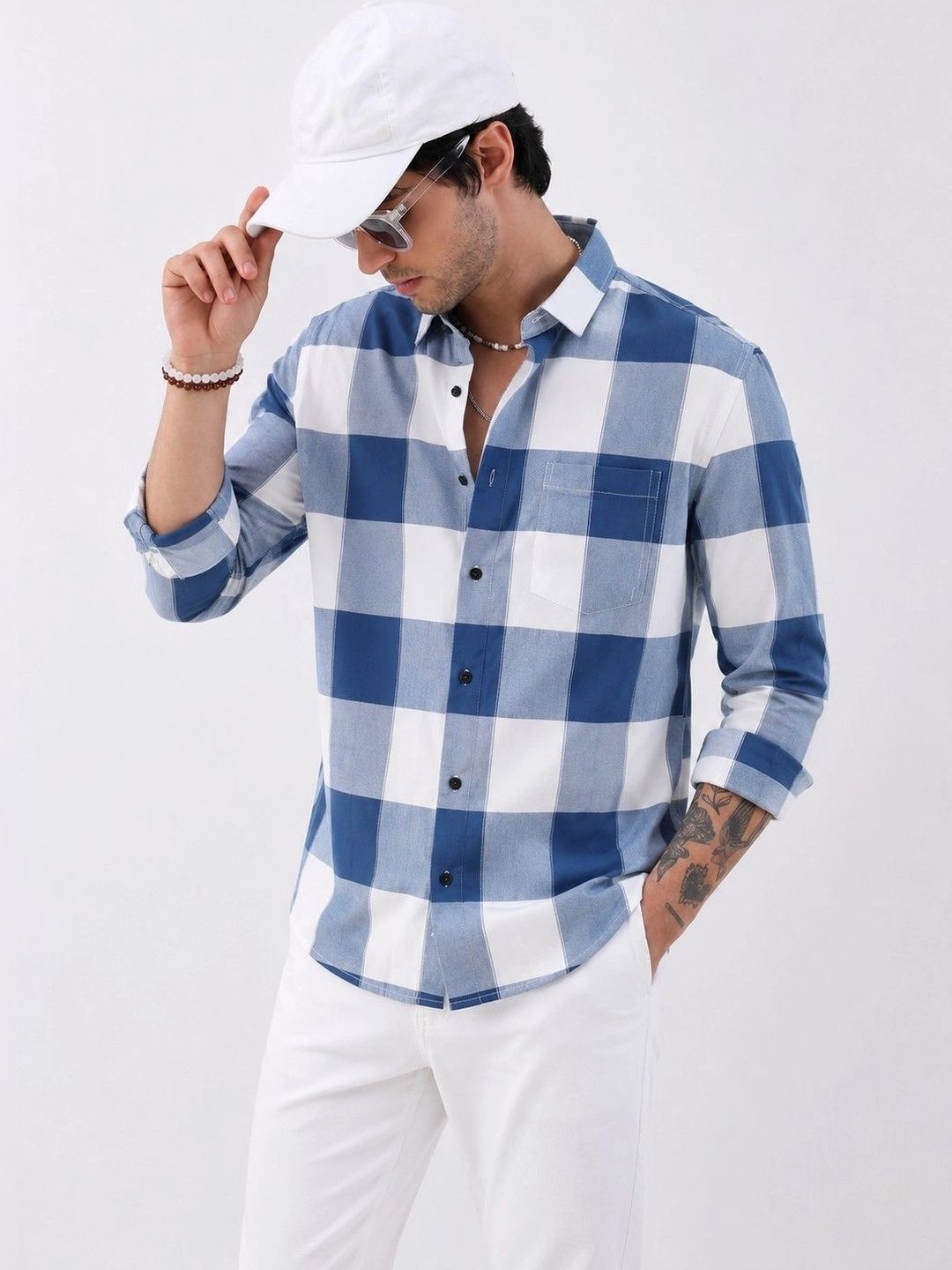 Falconwear Men Comfort Buffalo Checks Checked Cotton Casual Shirt