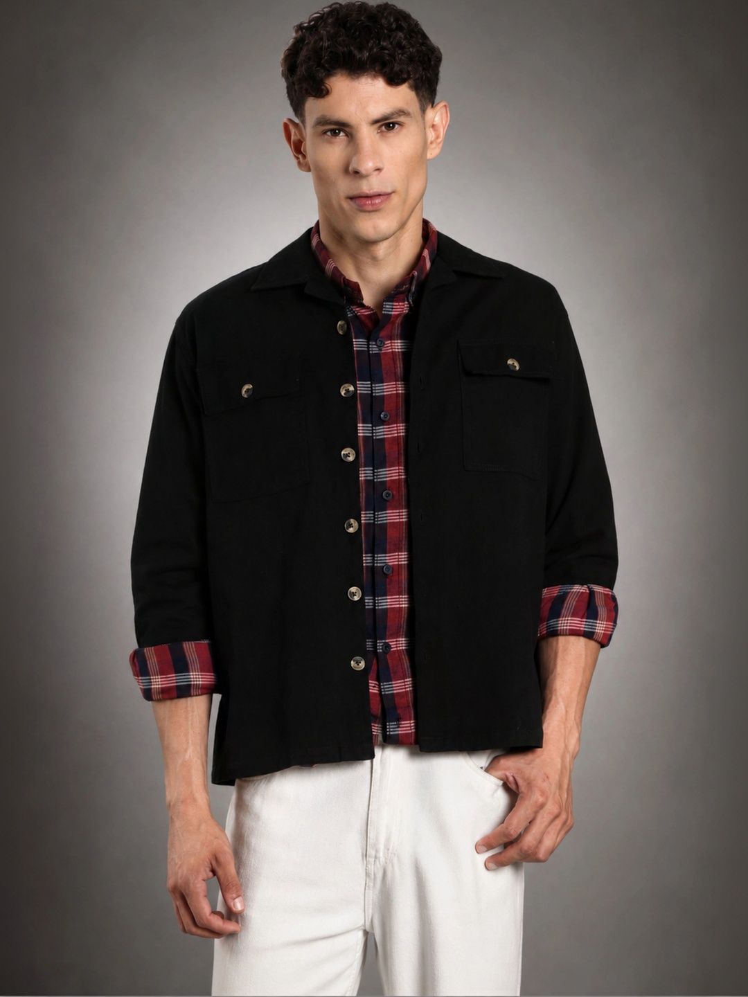 7TH LEGION Men Relaxed Boxy Sheer Casual Shirt