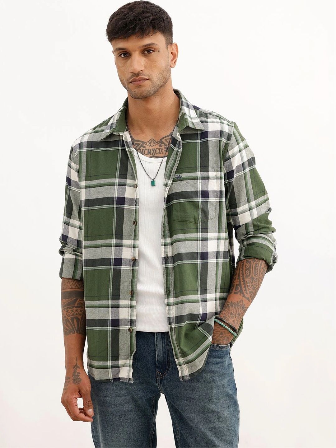 WROGN Men Checked Casual Shirt