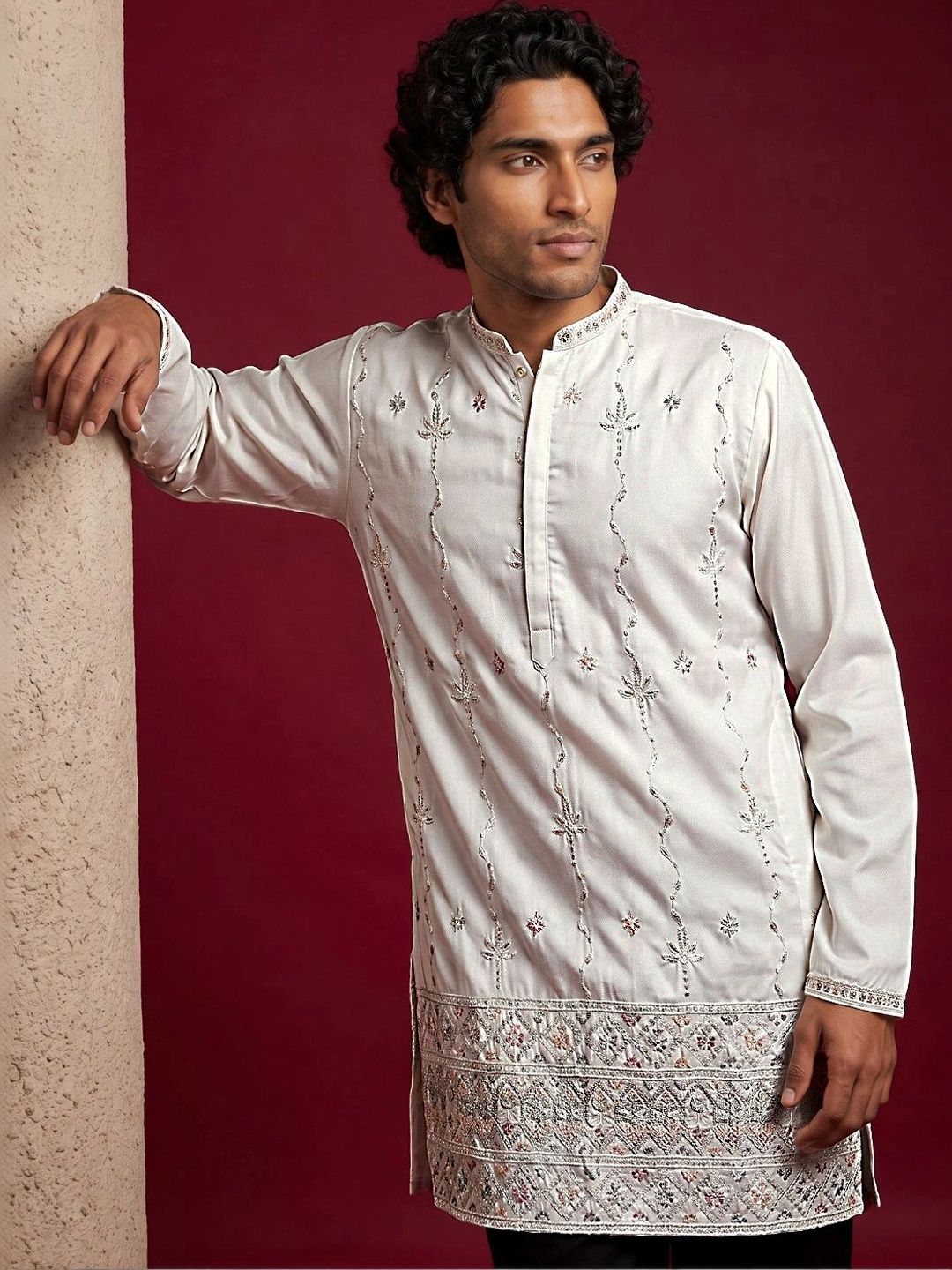 Jompers Men Embellished Sequinned Kurta