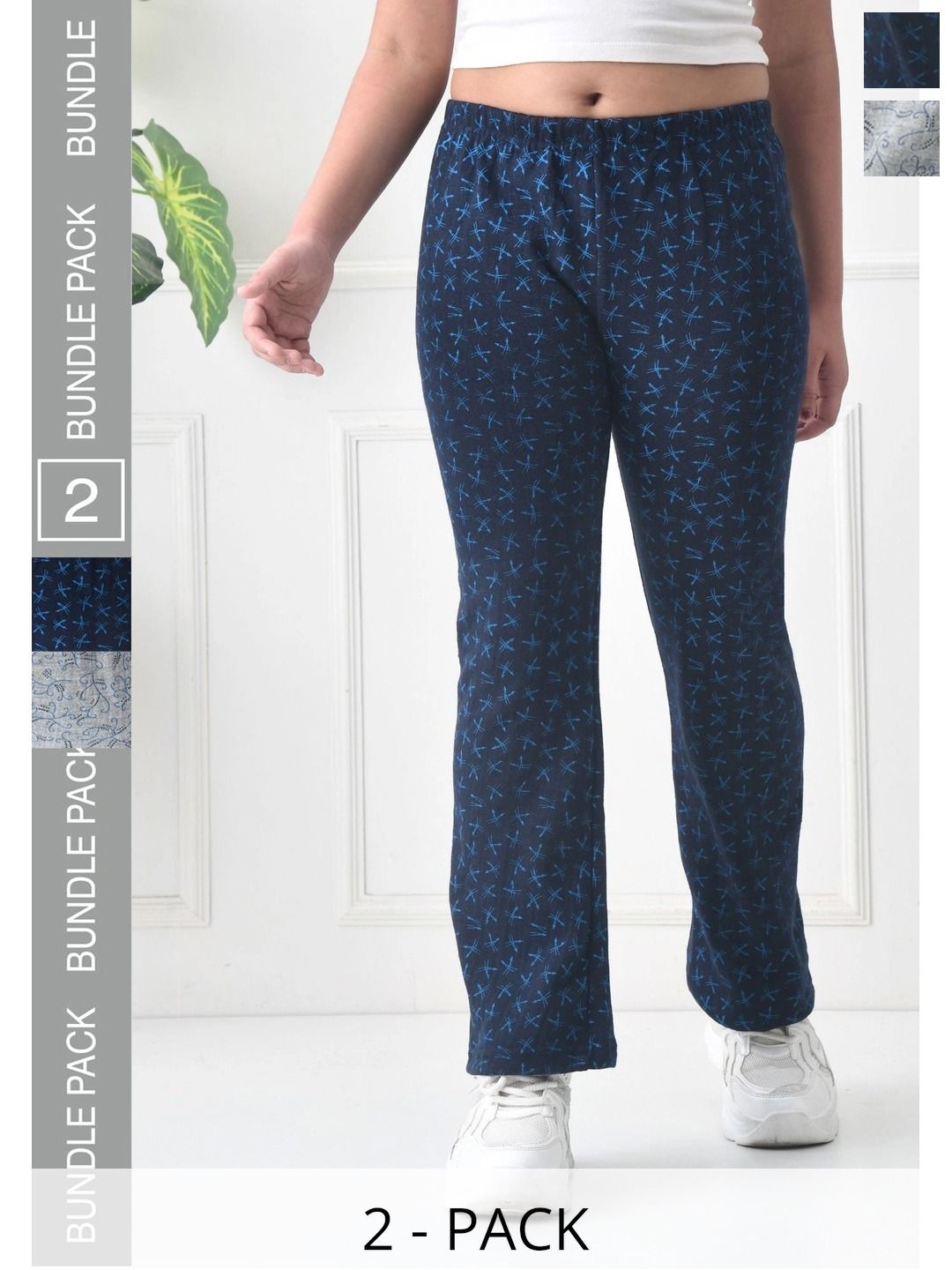 BAESD Girls 2 Printed Knitted Palazzos