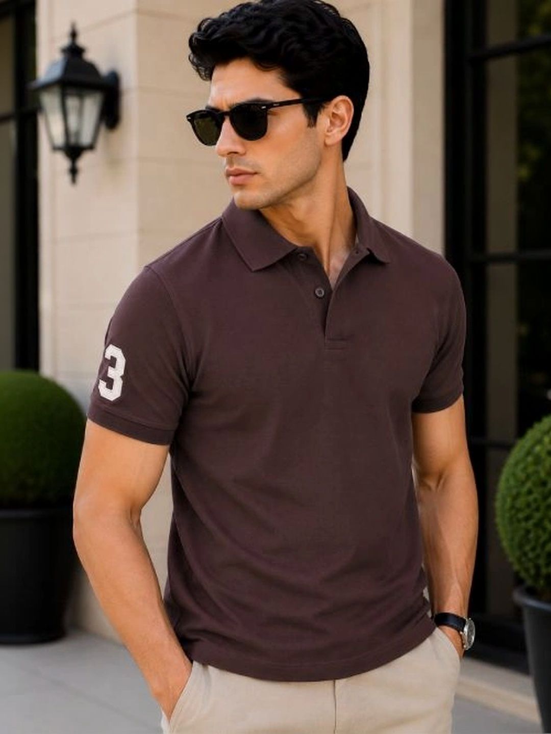 Badlook Men Brand Logo Polo Collar T-shirt