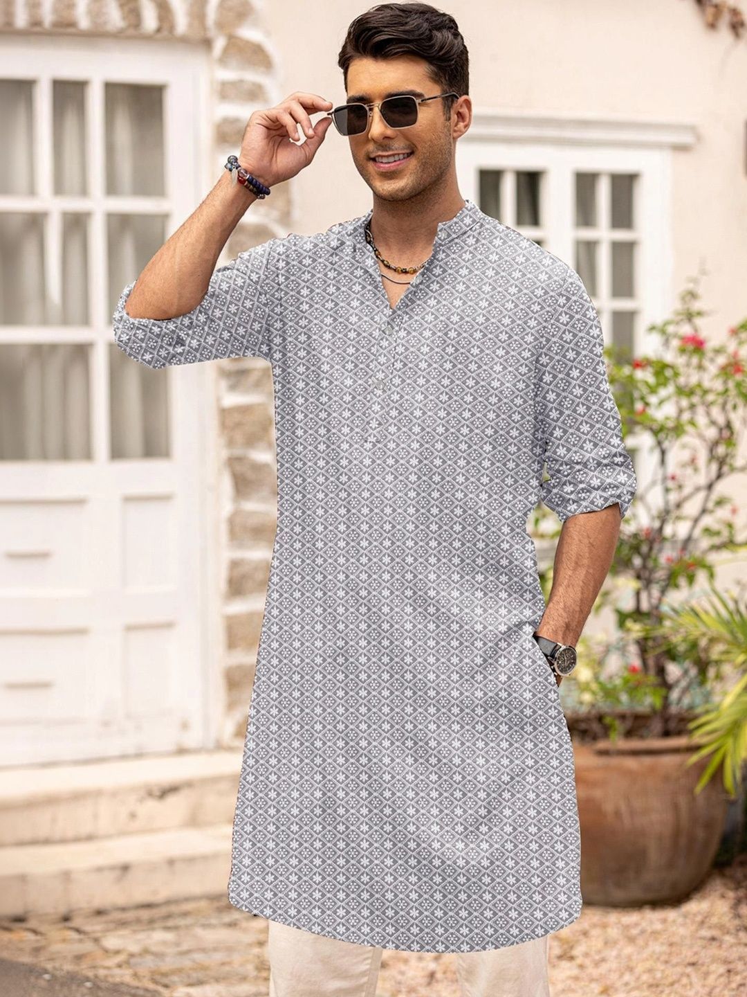 Anouk Men Geometric Embroidery Kurta