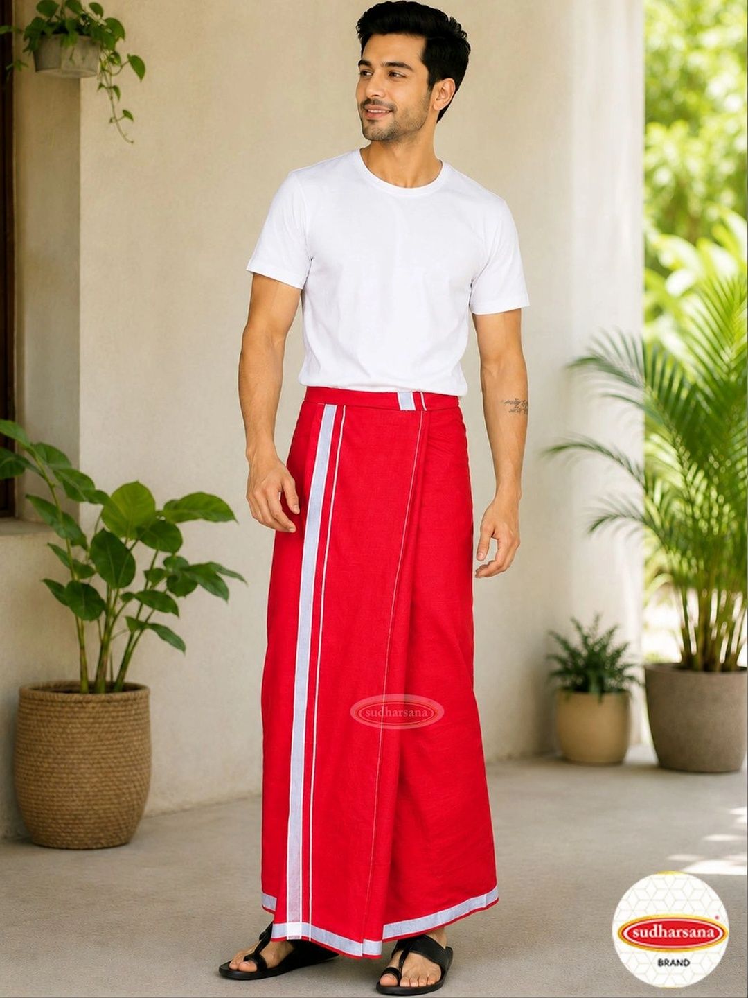 sudharsana Men Striped Dhoti Dhotis