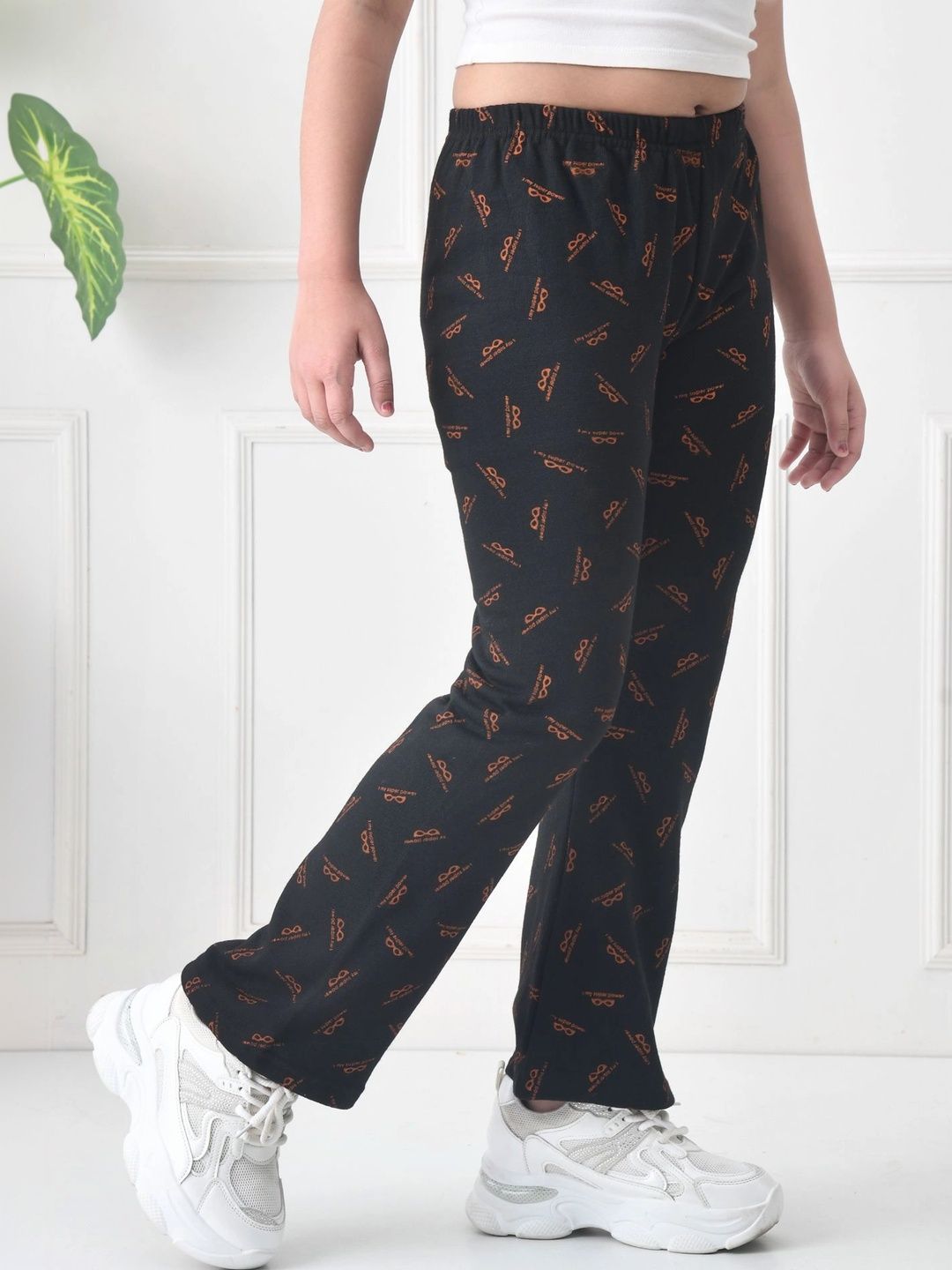 BAESD Girls Printed Knitted Palazzos