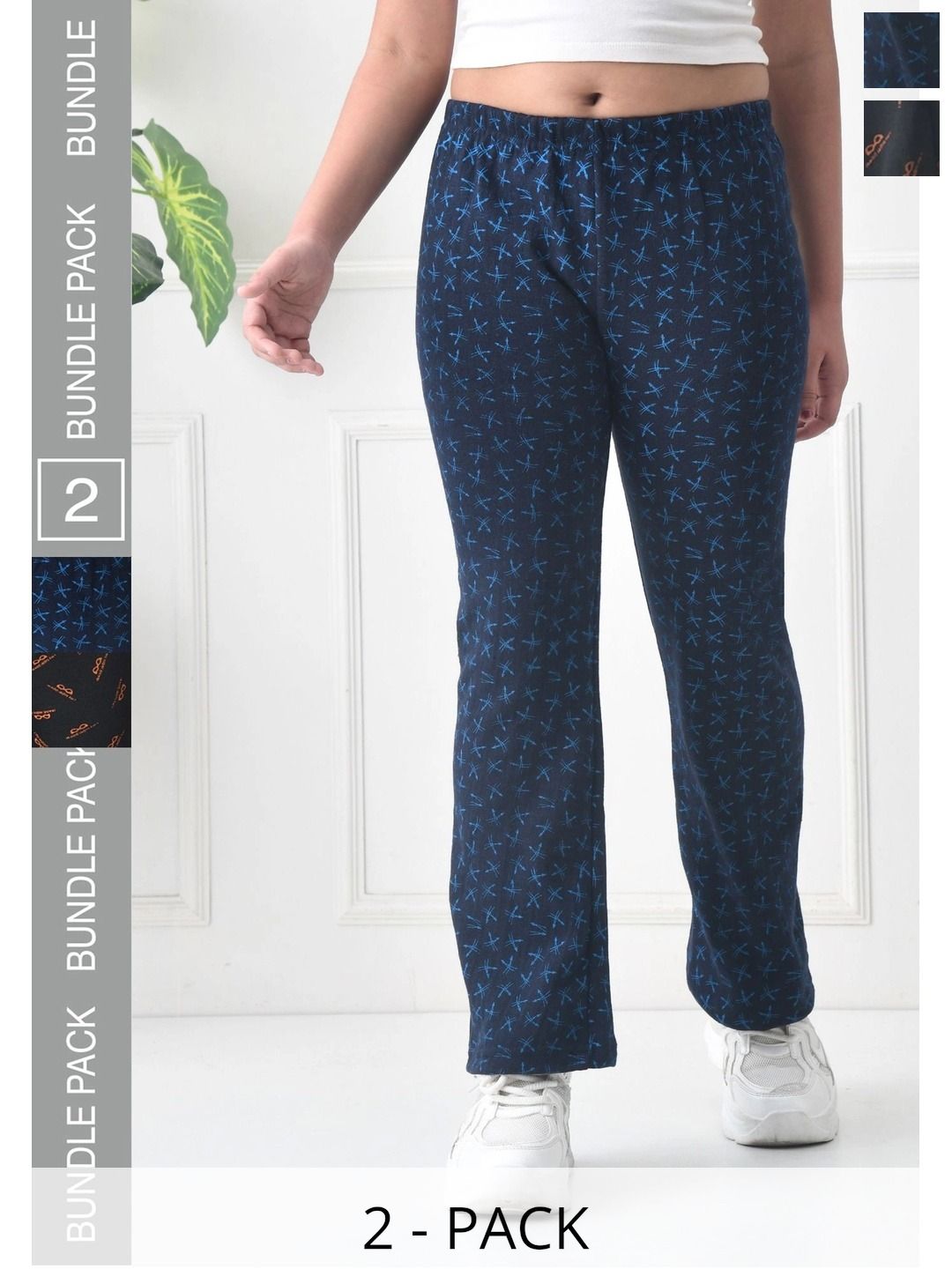 BAESD Girls Pack Of 2 Printed Knitted Palazzos