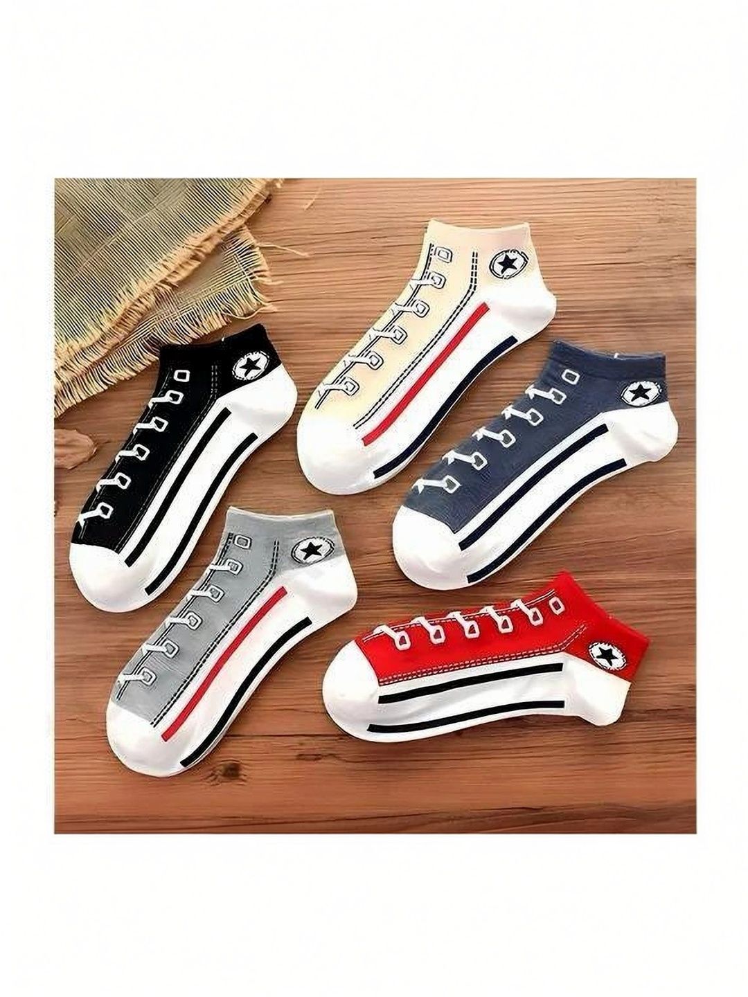 REDCARP Men Pack of 5 Cotton Patterned Ankle Length Socks