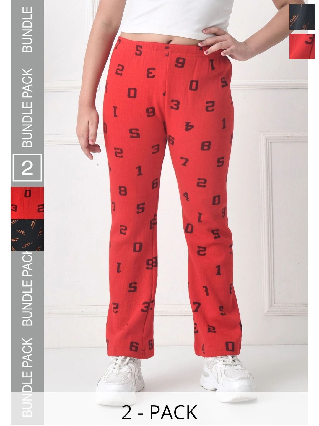 BAESD Girls 2 Printed Knitted Palazzos