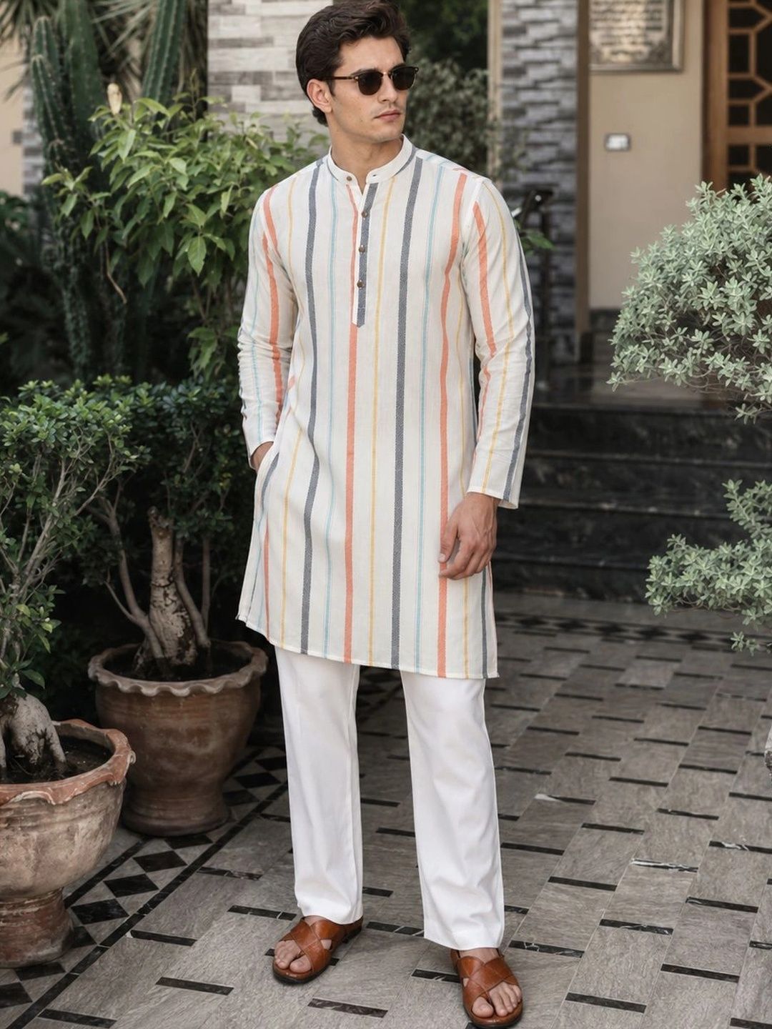 Anouk Men Cotton Striped Kurta