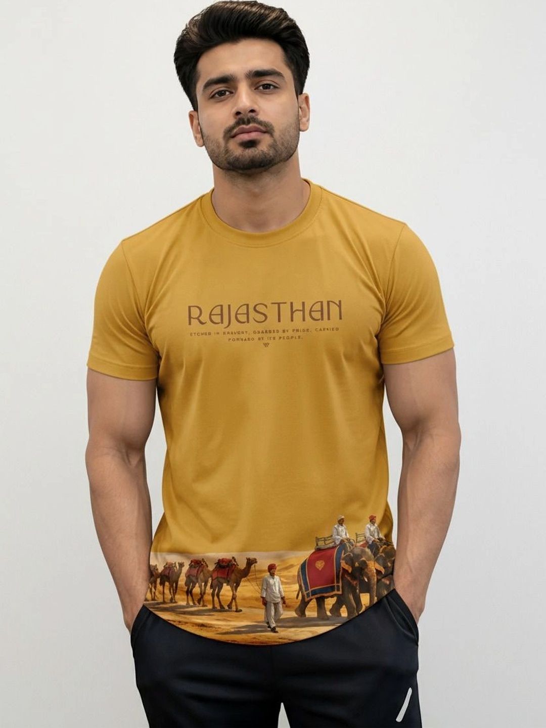 Warrior World Men Printed Pure Cotton T-shirt