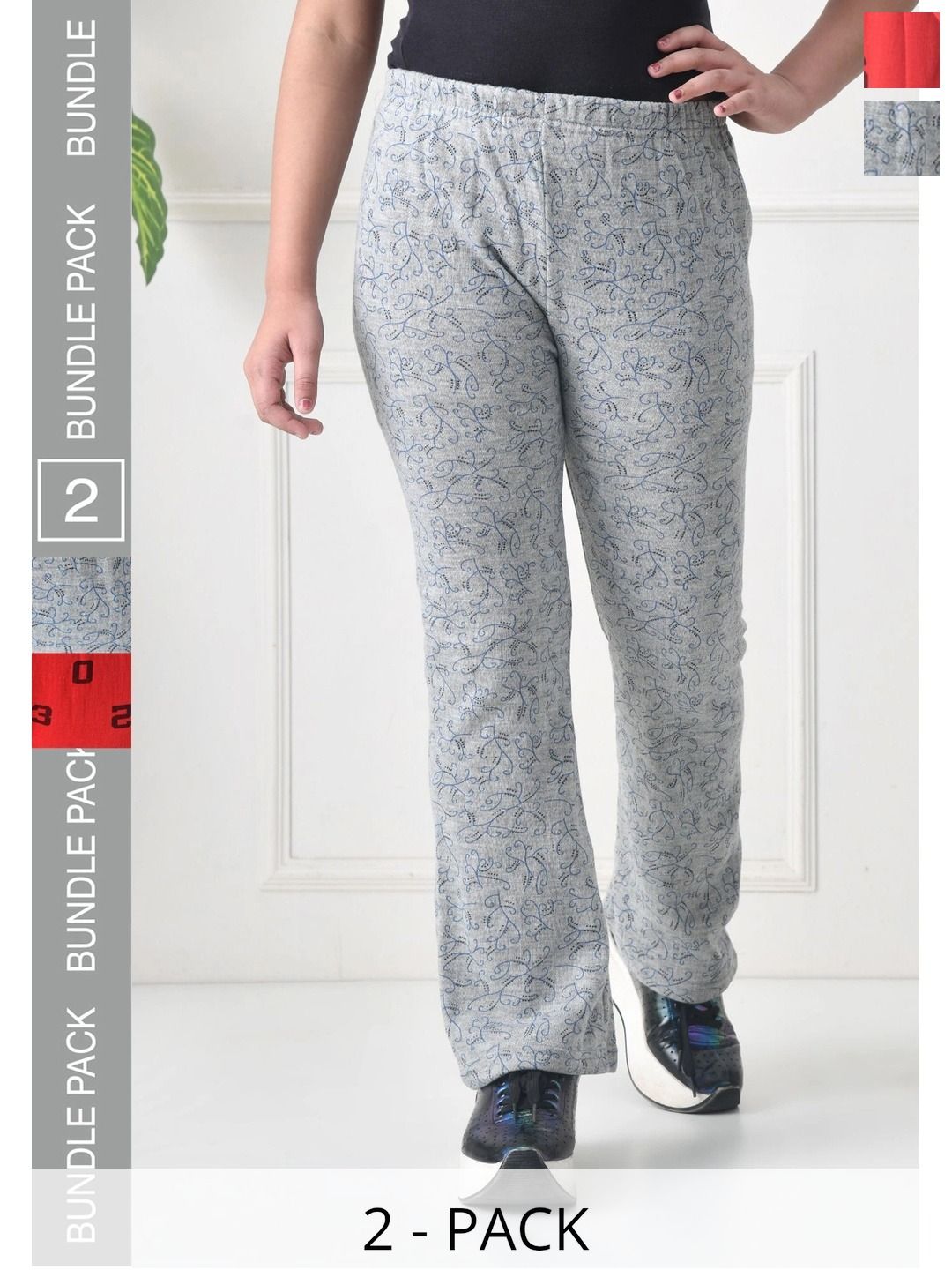 BAESD Girls 2 Printed Knitted Palazzos