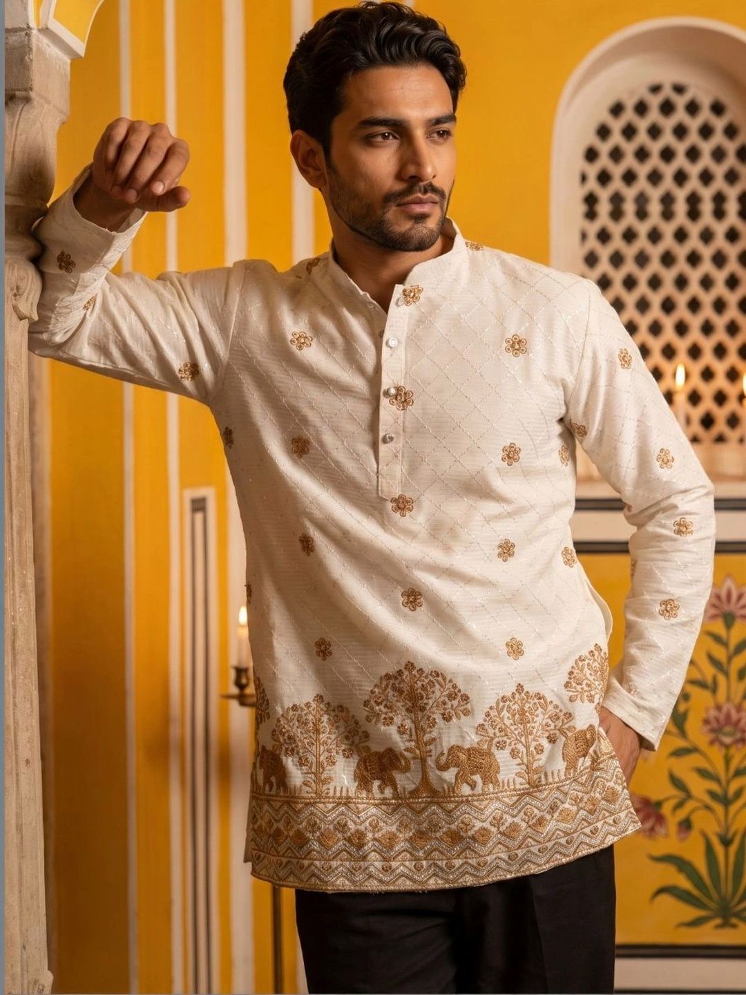 Jompers Men Embroidered Thread Work Kurta