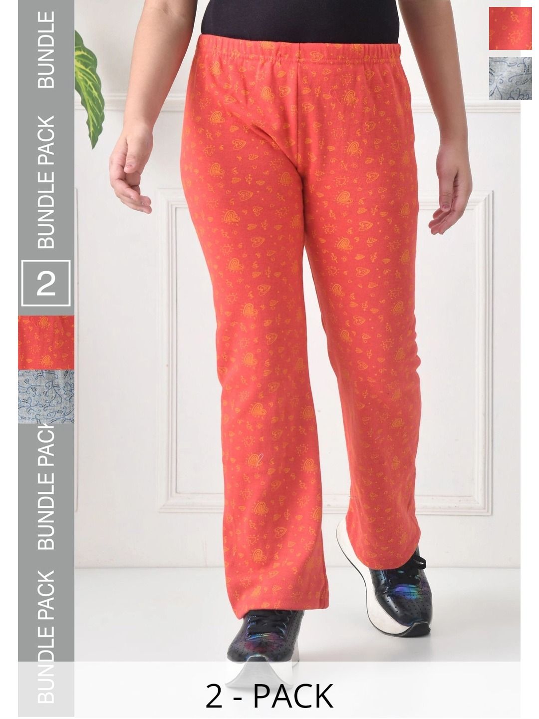 BAESD Girls 2 Printed Knitted Ethnic Palazzos