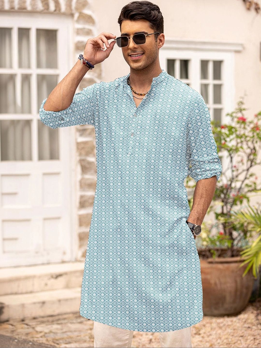 Anouk Men Geometric Embroidery Kurta