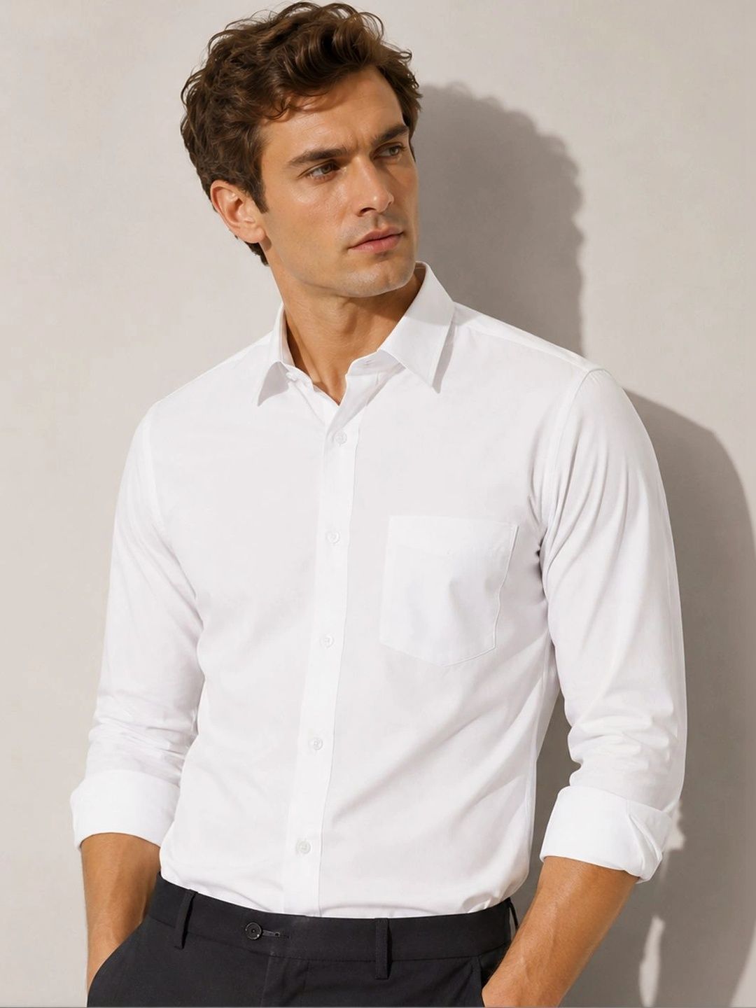 English Navy Original Slim Fit Easy Iron Wrinkle Resistant Formal Shirt