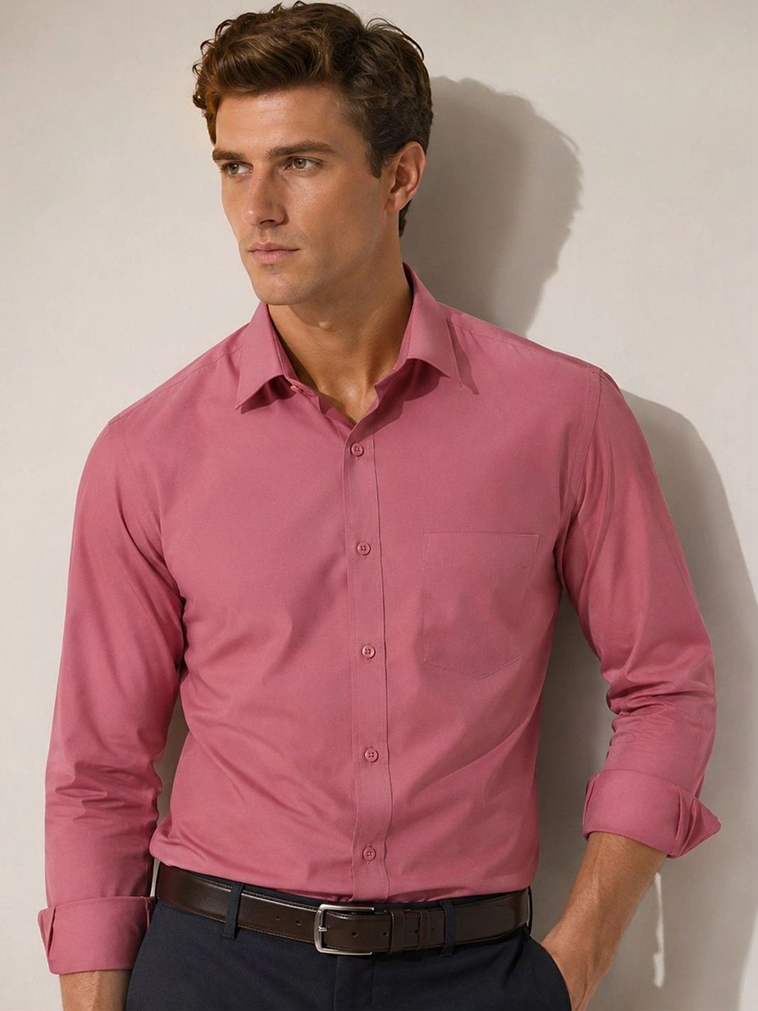 English Navy Men Coral Slim Fit Casual Shirt