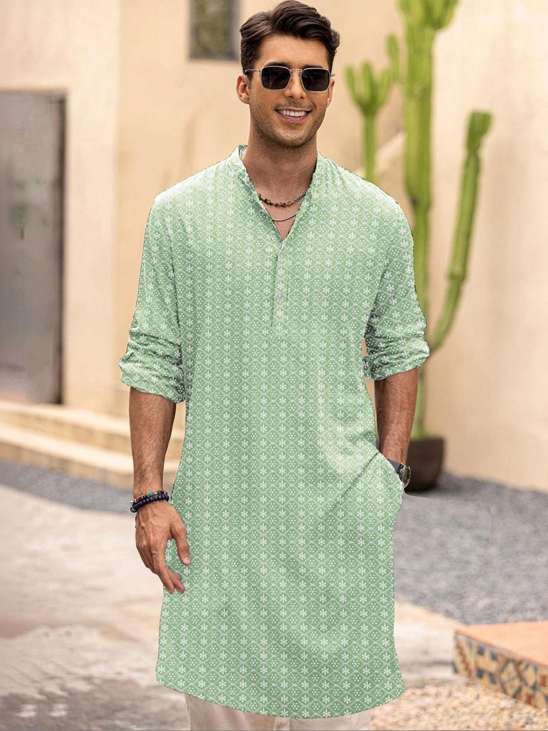 Anouk Men Geometric Embroidered Kurta