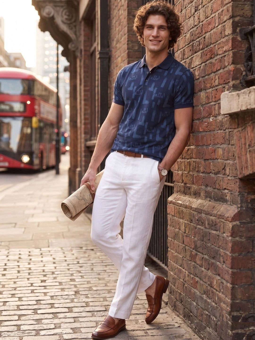 Roadster Men Printed Polo Collar T-shirt