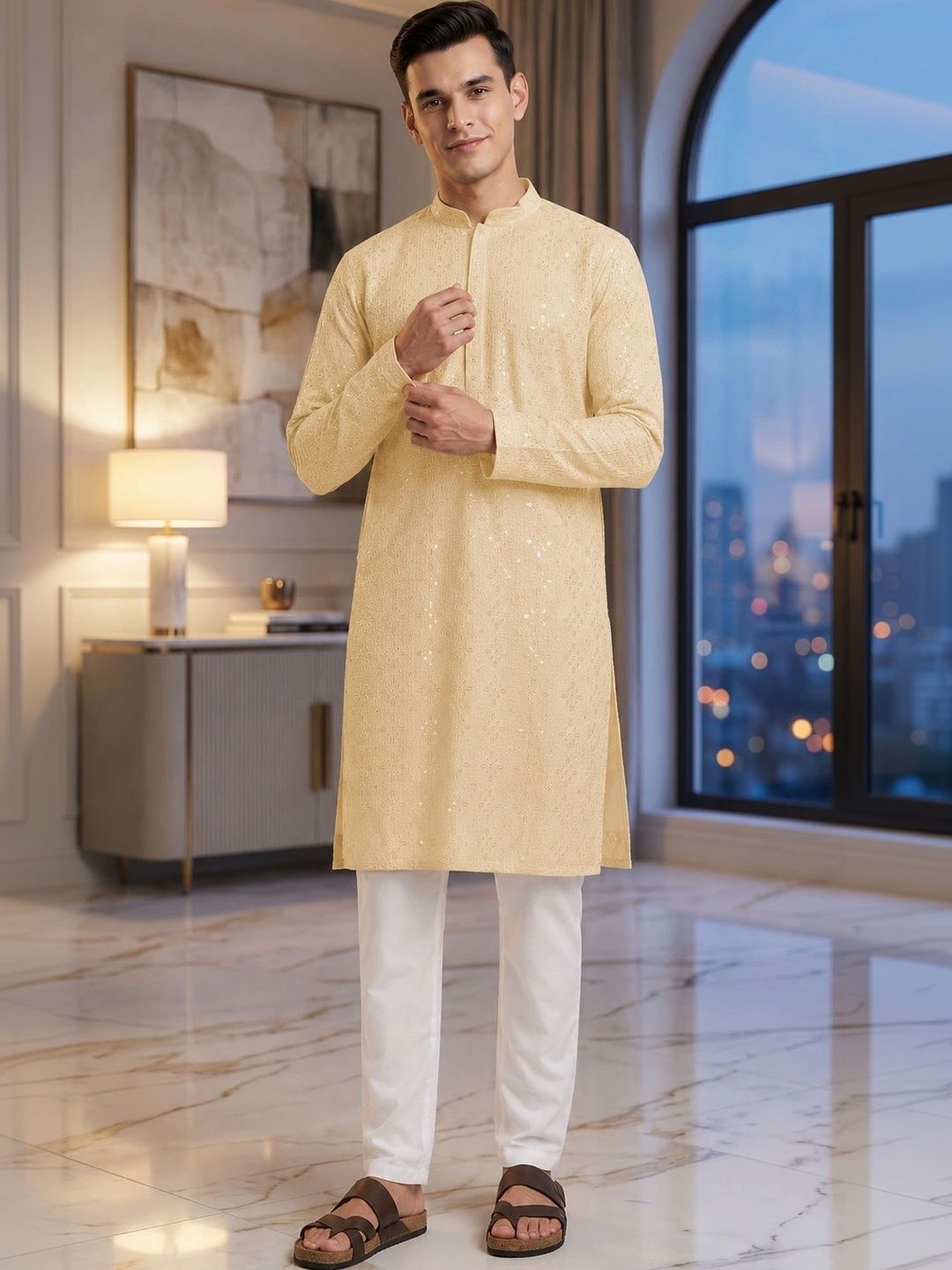 Anouk Men Ethnic Motifs Embroidered Sequinned Kurta