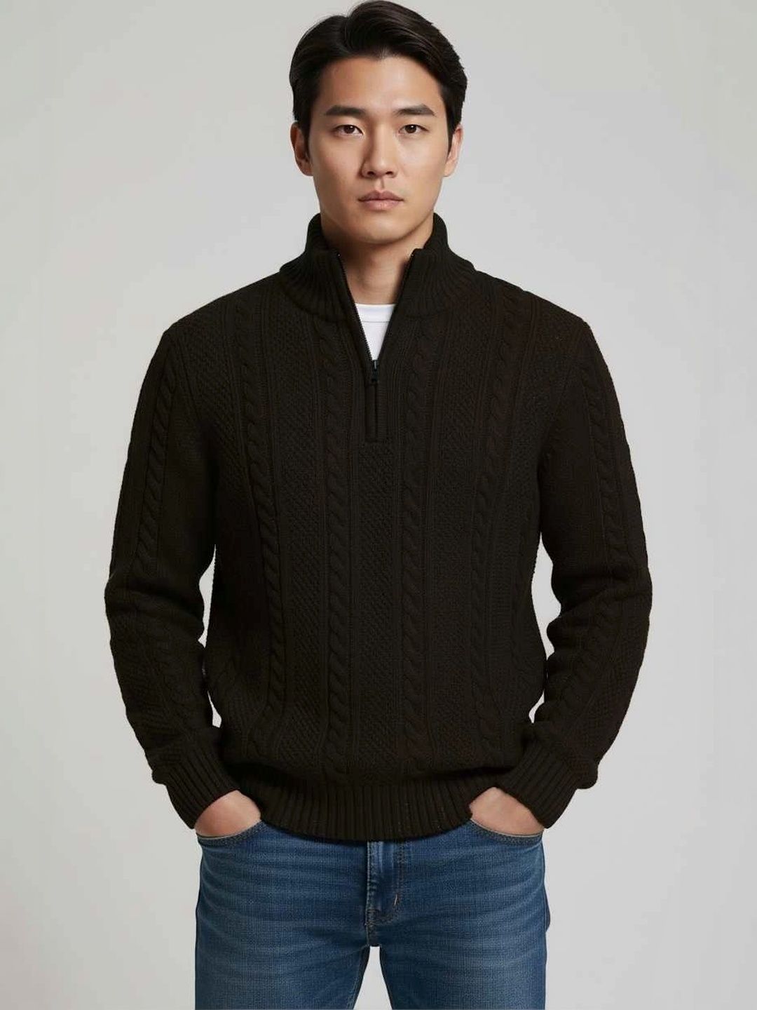 Badlook Men Cable Knit Woollen Pullover