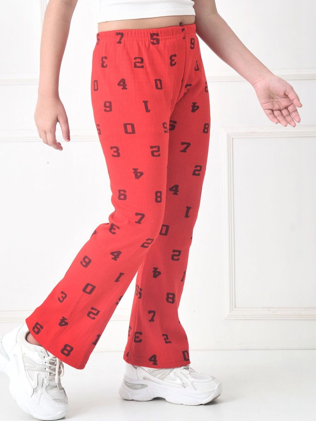 BAESD Girls Printed Knitted Palazzos