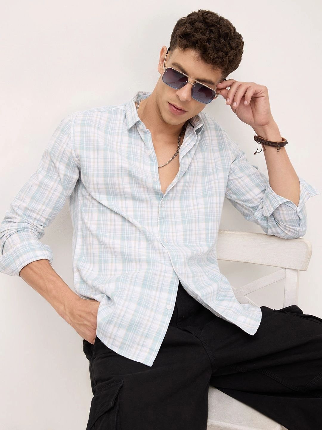 VASTRADO Men Classic Slim Fit Checked Casual Shirt