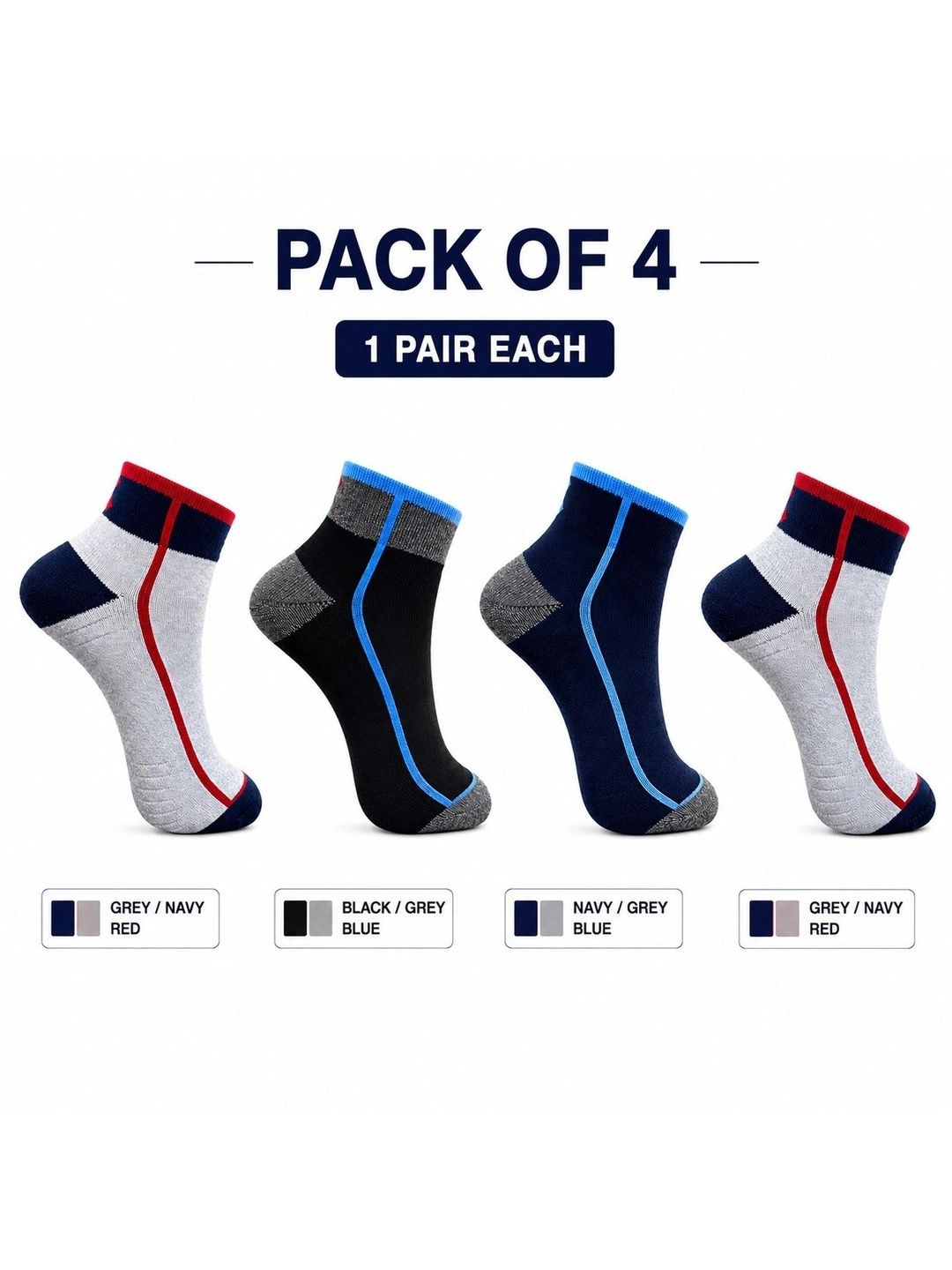 HRX by Hrithik Roshan Adults Pack Of 4 Striped Ankle Length Socks