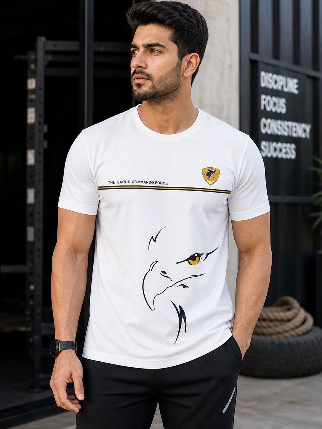 Warrior World Men Printed Pure Cotton T-shirt