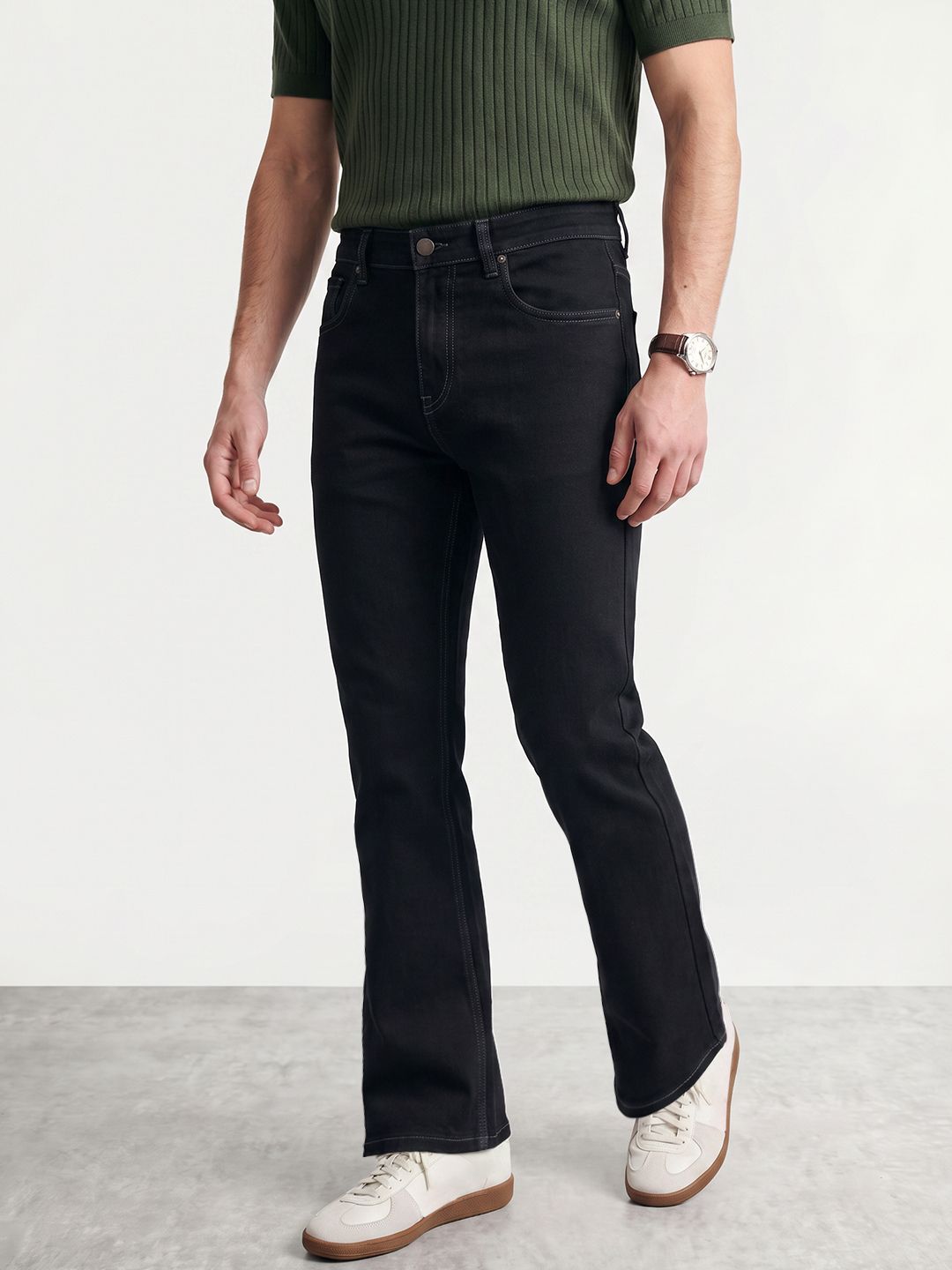 Mast & Harbour Men Bootcut Stretchable Jeans