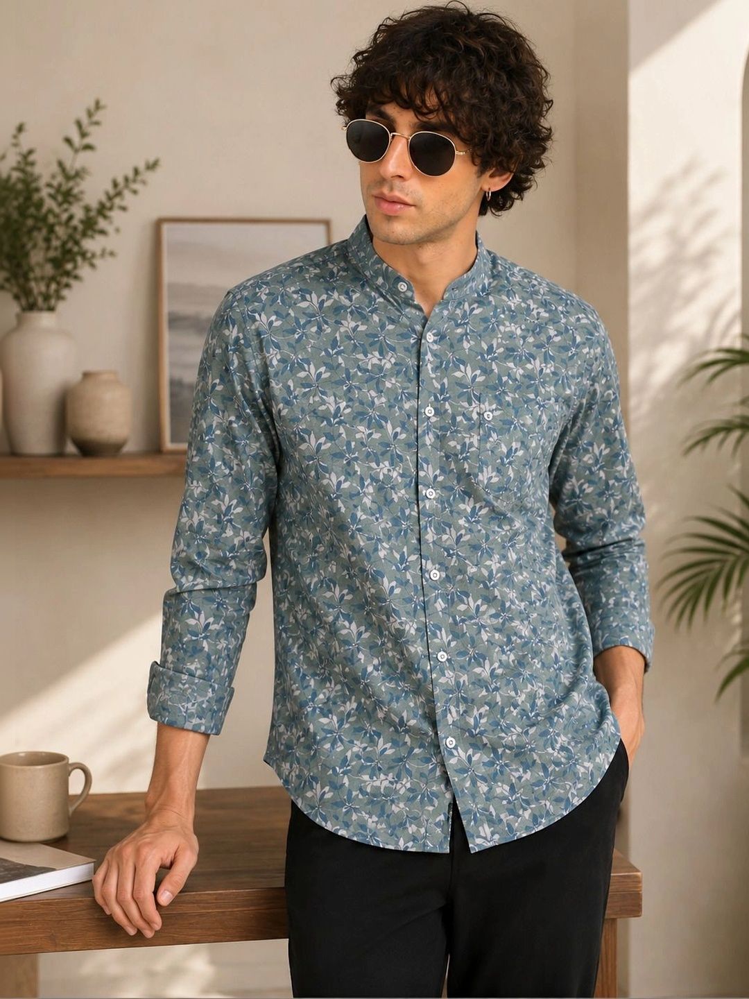 AGNIVAR COLLECTION Men Tailored Fit Floral Semi Sheer Printed Casual Shirt