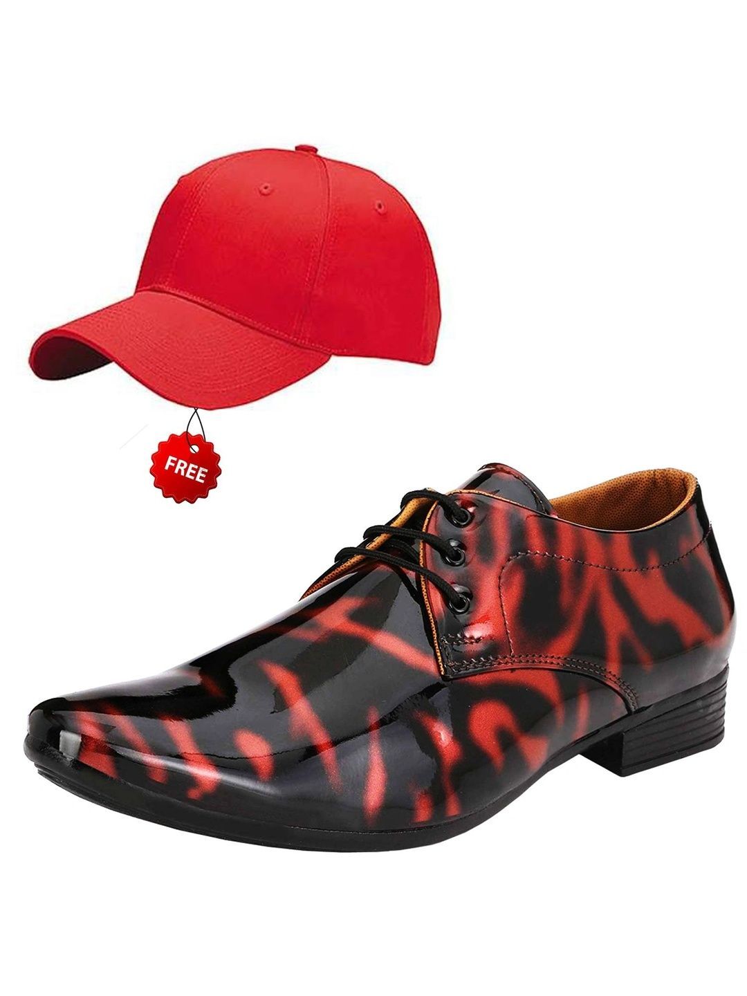 Vitoria Men Printed Formal Derbys With Stylish Cap