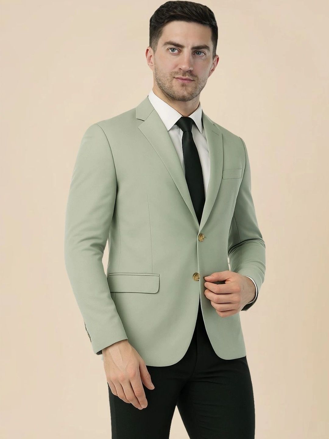 Integration Premium Notched Lapel Fully Lined Slim-Fit Formal Business Blazer