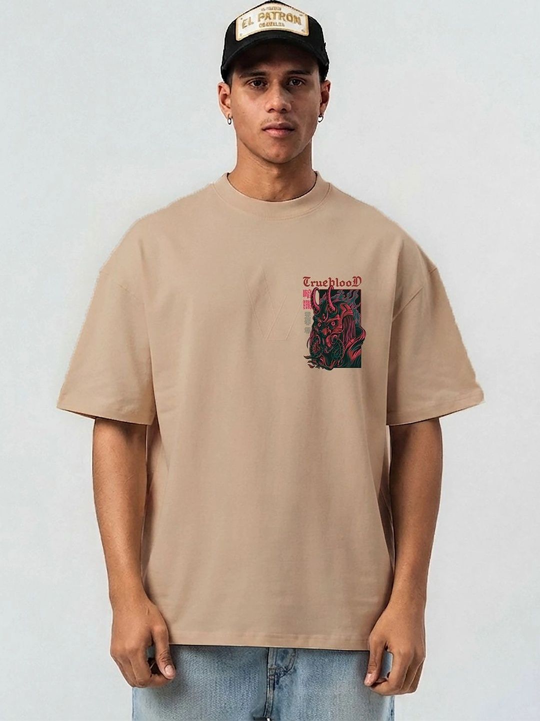 Mast & Harbour Men Printed Drop-Shoulder Sleeves T-shirt