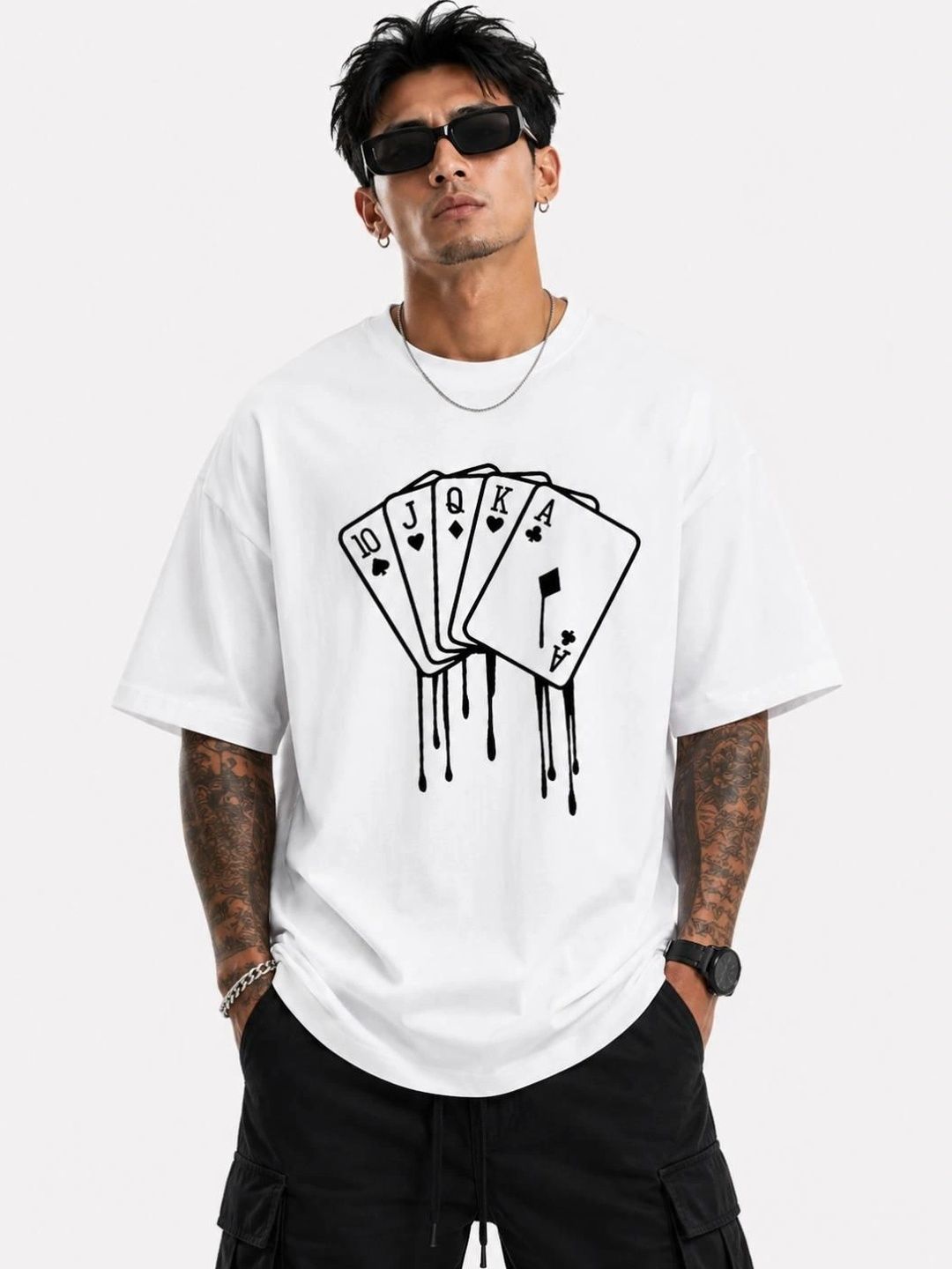 HASTEN Men Oversized Graphic T-shirt