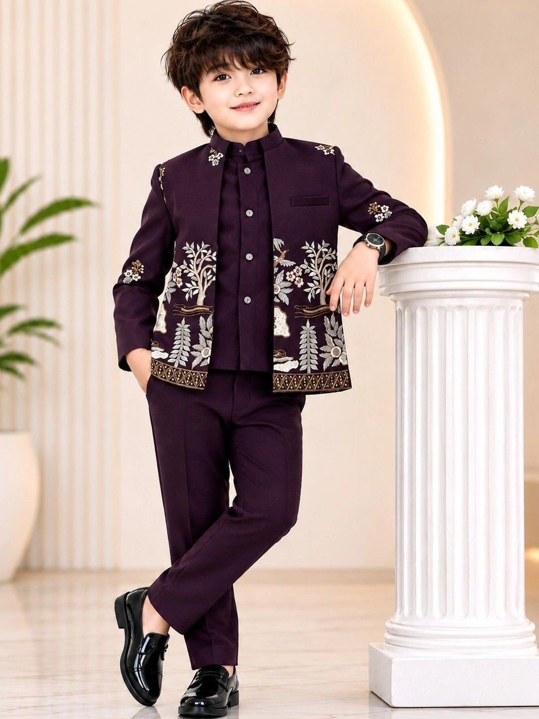 ELITE TRENDZZ Boys Embroidered Sherwani Set