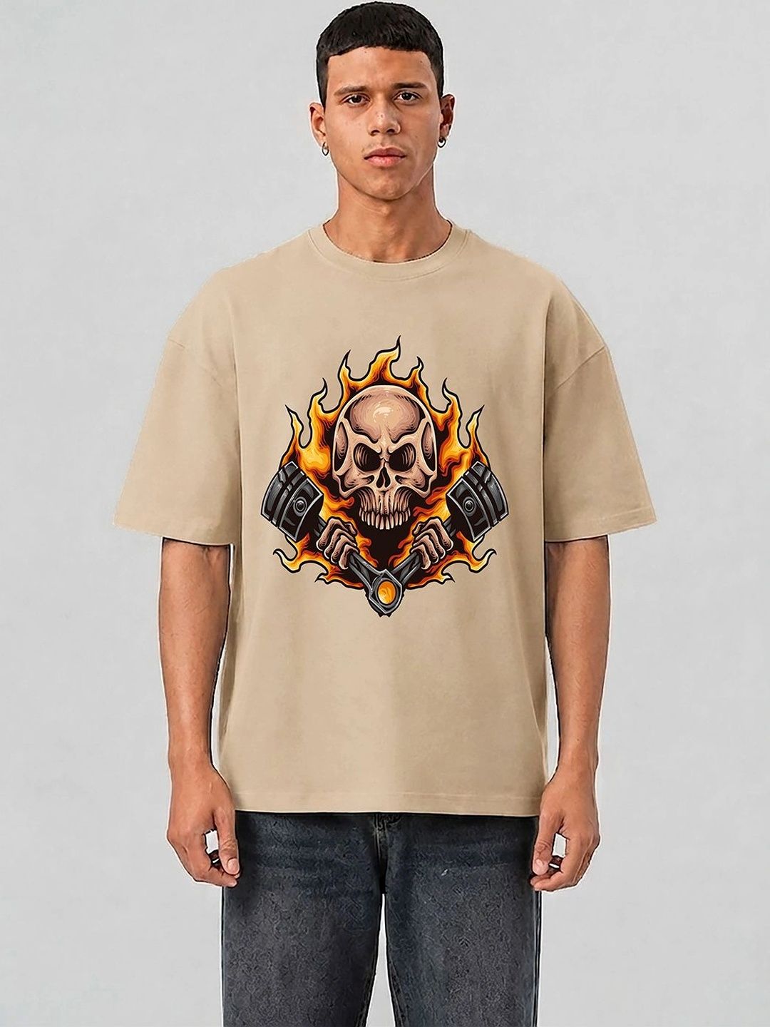 Mast & Harbour Men Printed Drop-Shoulder Sleeves T-shirt