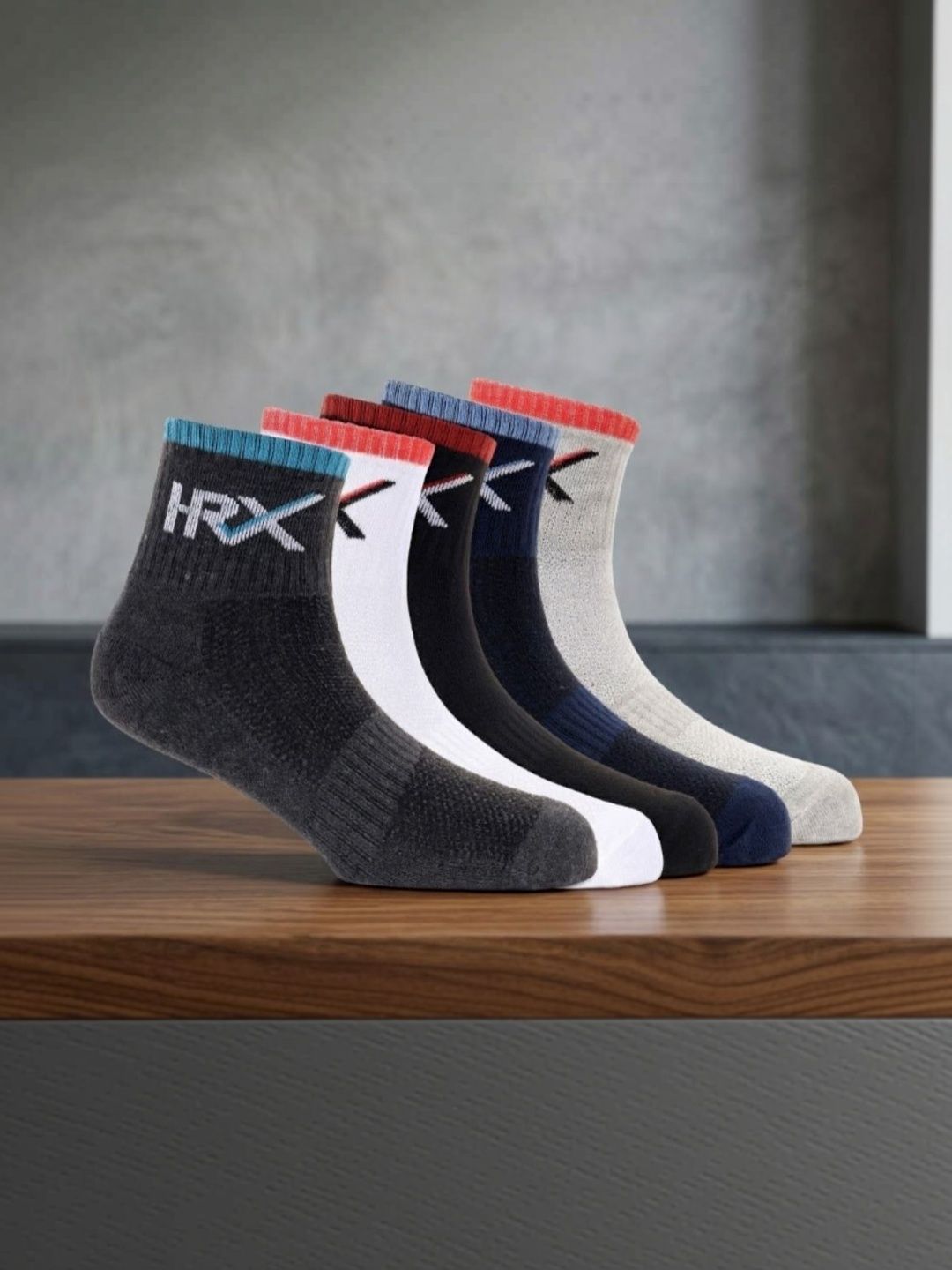 HRX by Hrithik Roshan Men Pack of 5 Colourblocked Ankle Length Socks