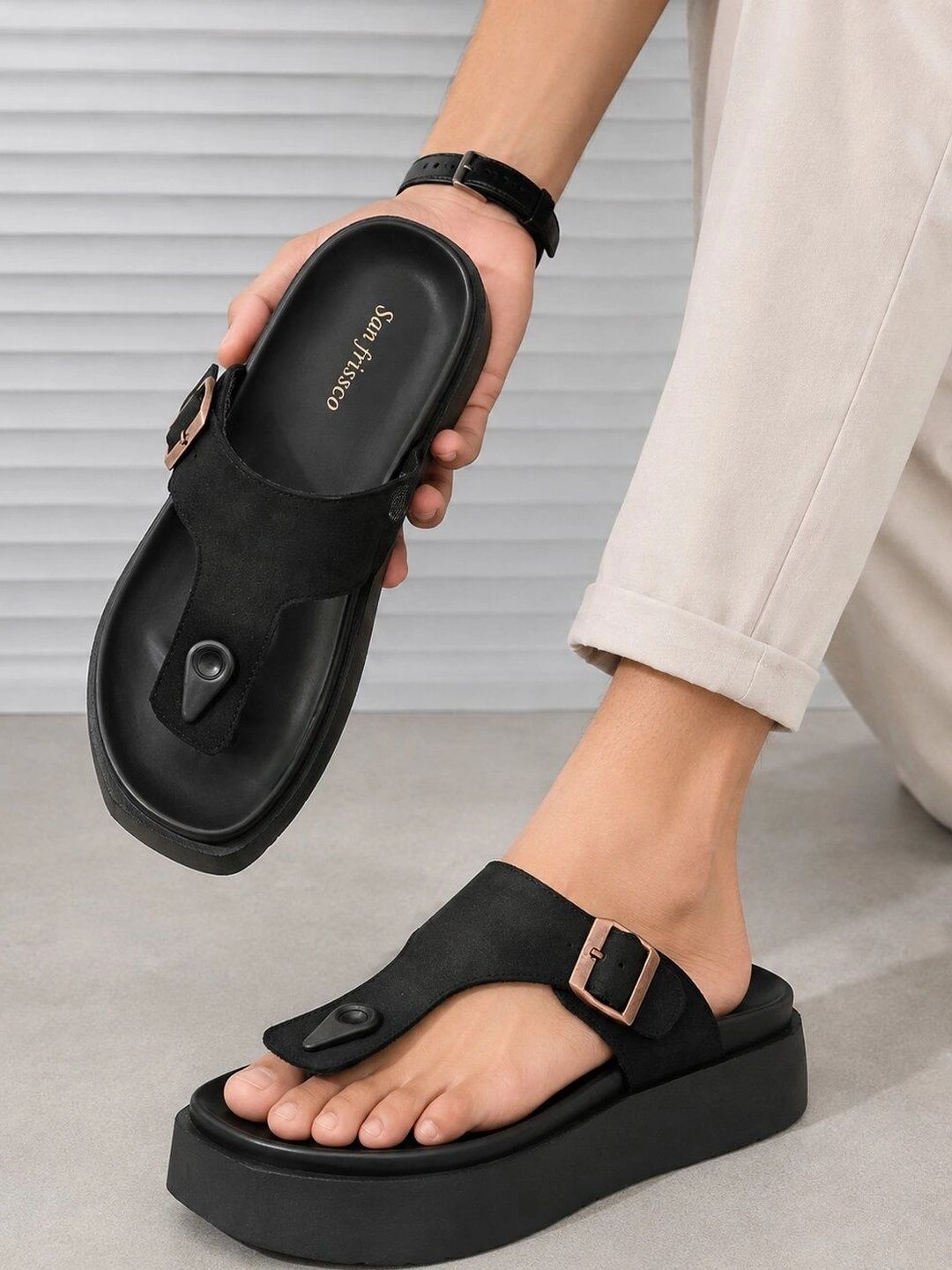 San Frissco Men Suede Comfort Sandals