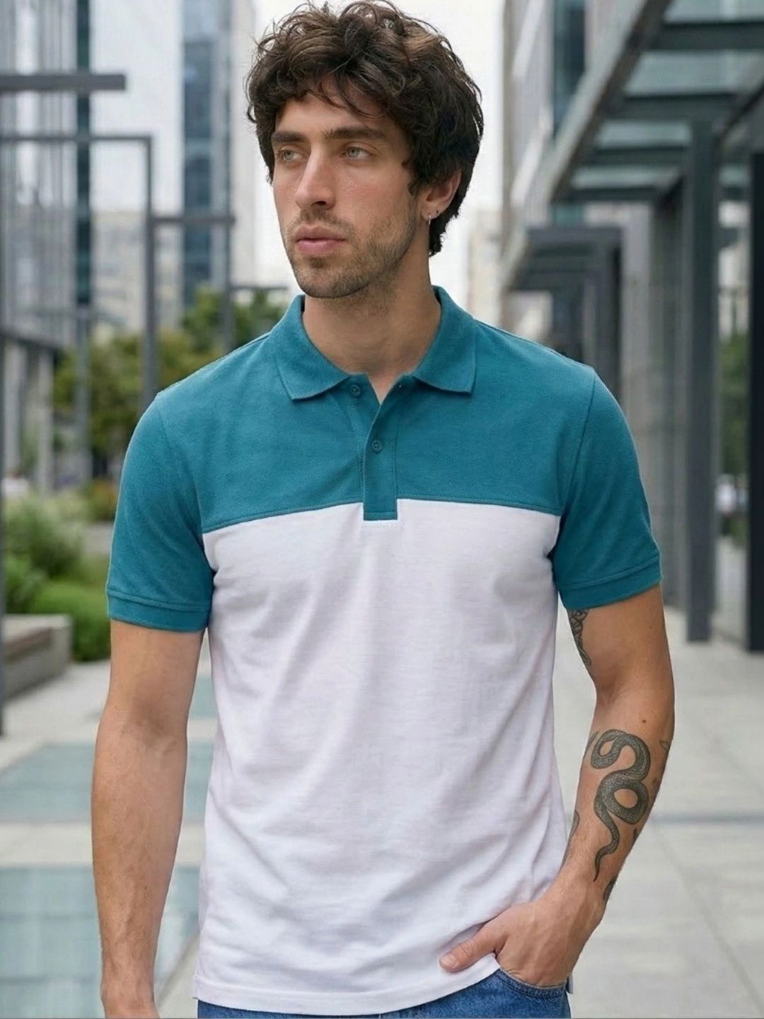 Kook N Keech Men Colourblocked Polo Collar T-shirt
