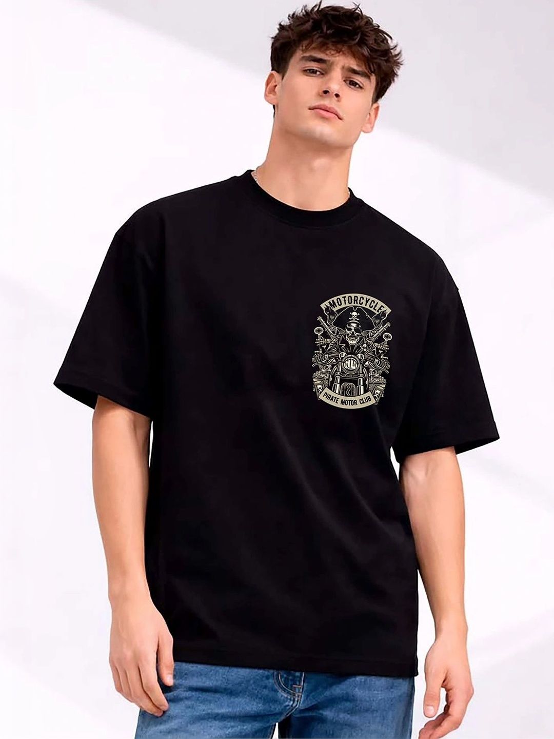 Mast & Harbour Men Printed Drop-Shoulder Sleeves T-shirt