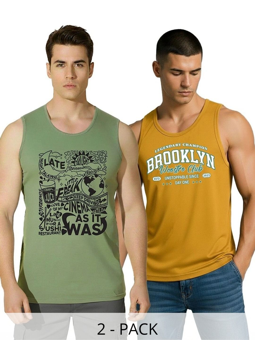 SKY HARBOAR Men Typography Pack of 2 Printed T-shirt